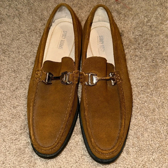 Stacy Adams Men’s Sliver Buckle Round Toe Brown Suede Leather Loafers - Picture 2 of 7